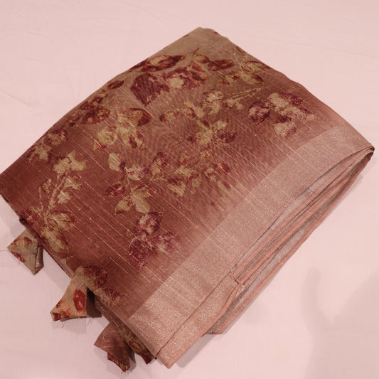 Semi Tasar Brown Colour - Vaishali Silks