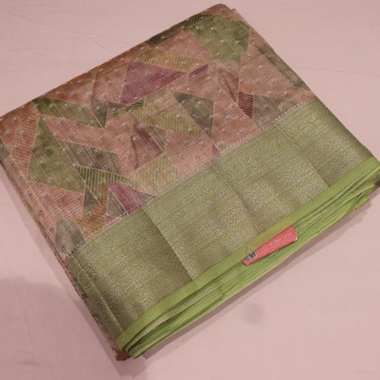 Semi Tasar sandal with Green - Vaishali Silks