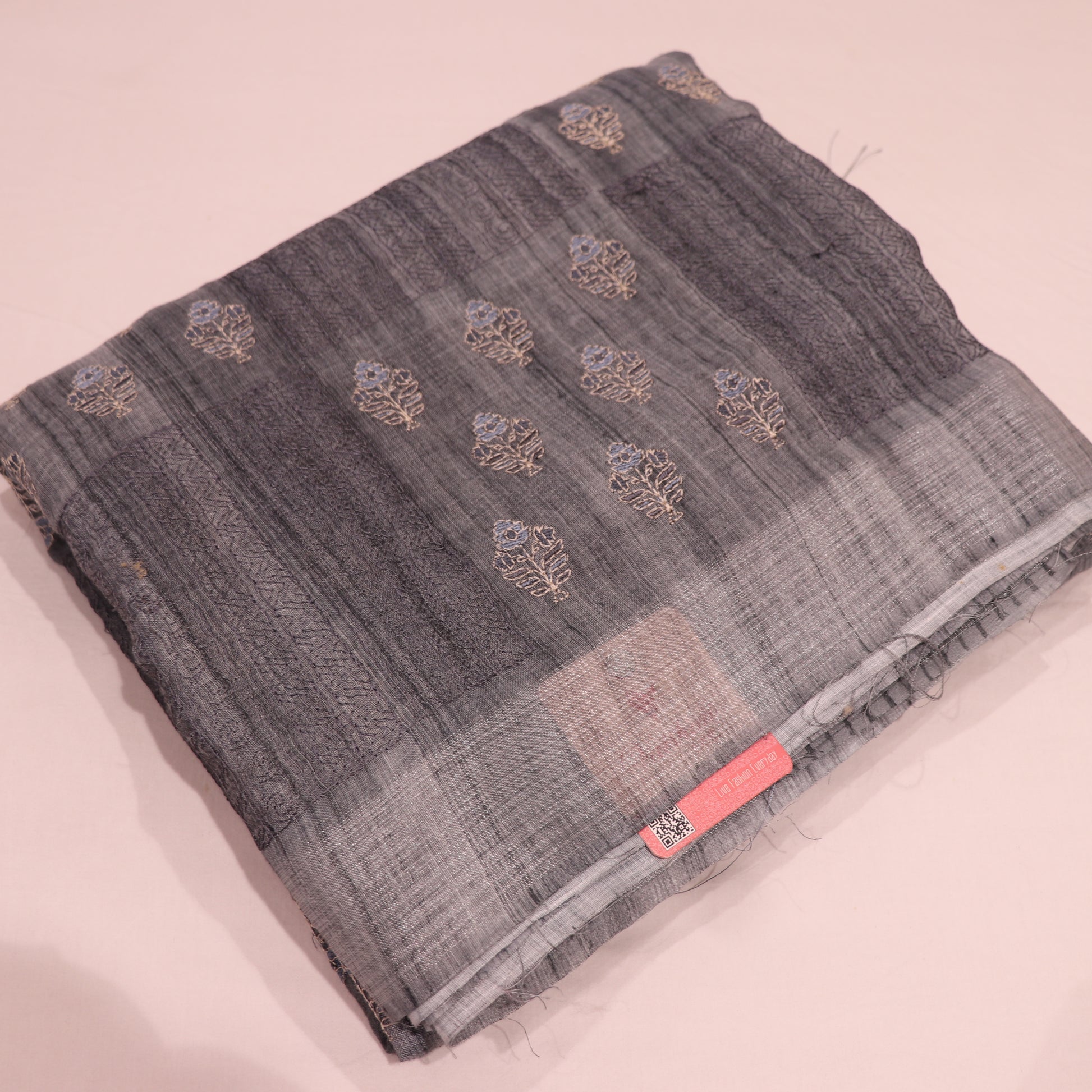 Linen saree Grey Colour - Vaishali Silks