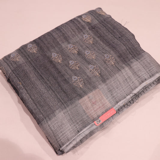 Linen saree Grey Colour - Vaishali Silks