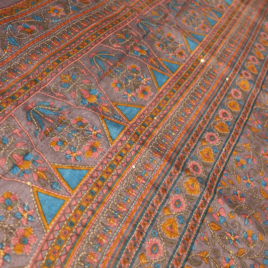 Therad Work Saree Gray Colour - Vaishali Silks