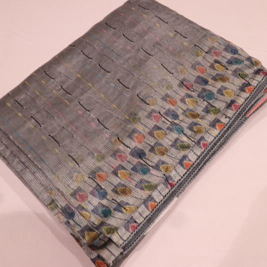 Semi Organza  Gray Colour - Vaishali Silks