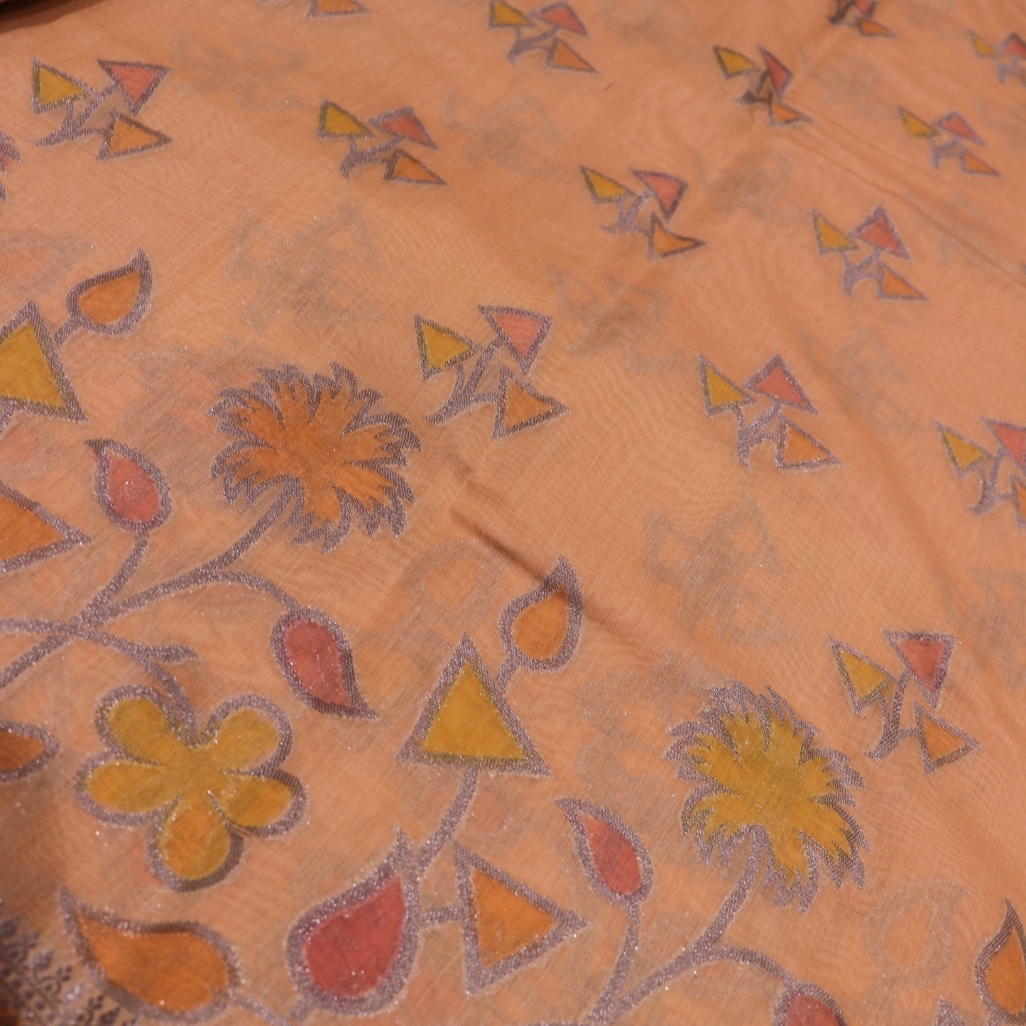 Semi Tasar Dark Sandel Colour - Vaishali Silks