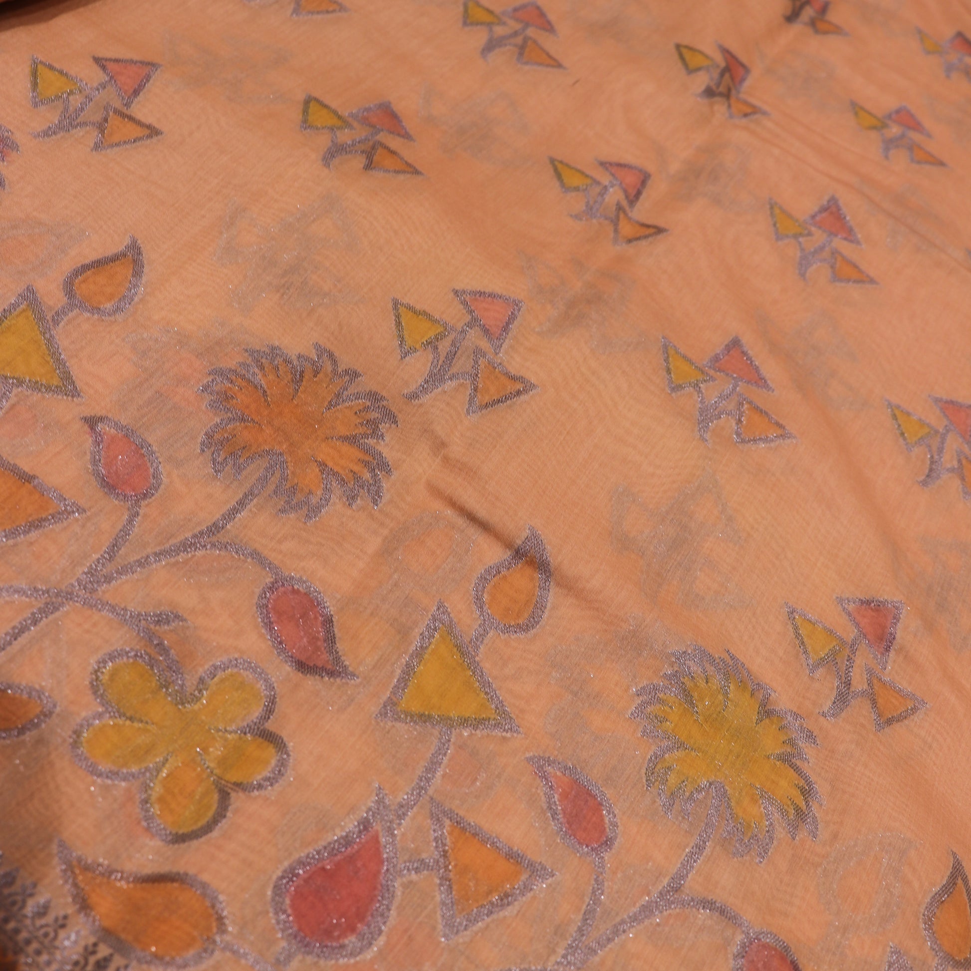 Semi Tasar Dark Sandel Colour - Vaishali Silks