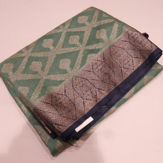 Fancy  Saree Green With Blue - Vaishali Silks