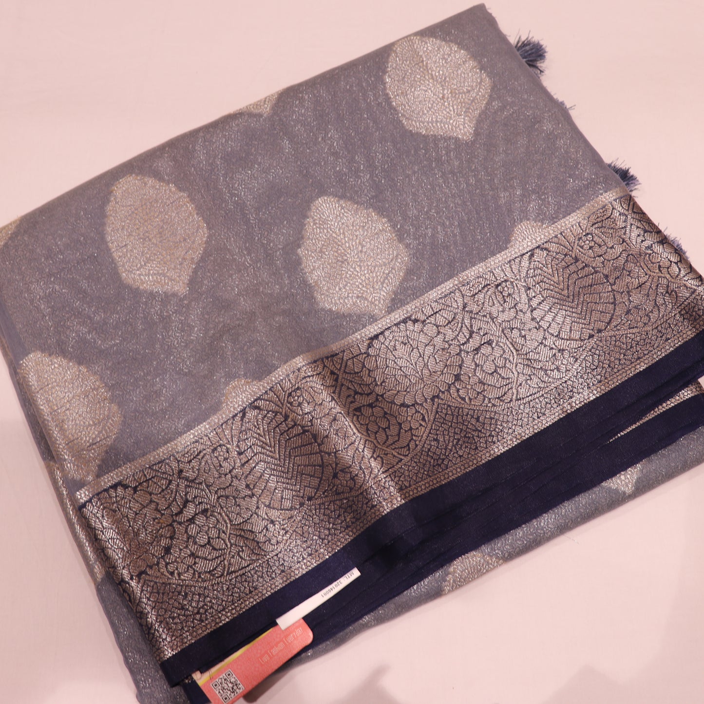 Fancy  Saree Grey  With Blue - Vaishali Silks