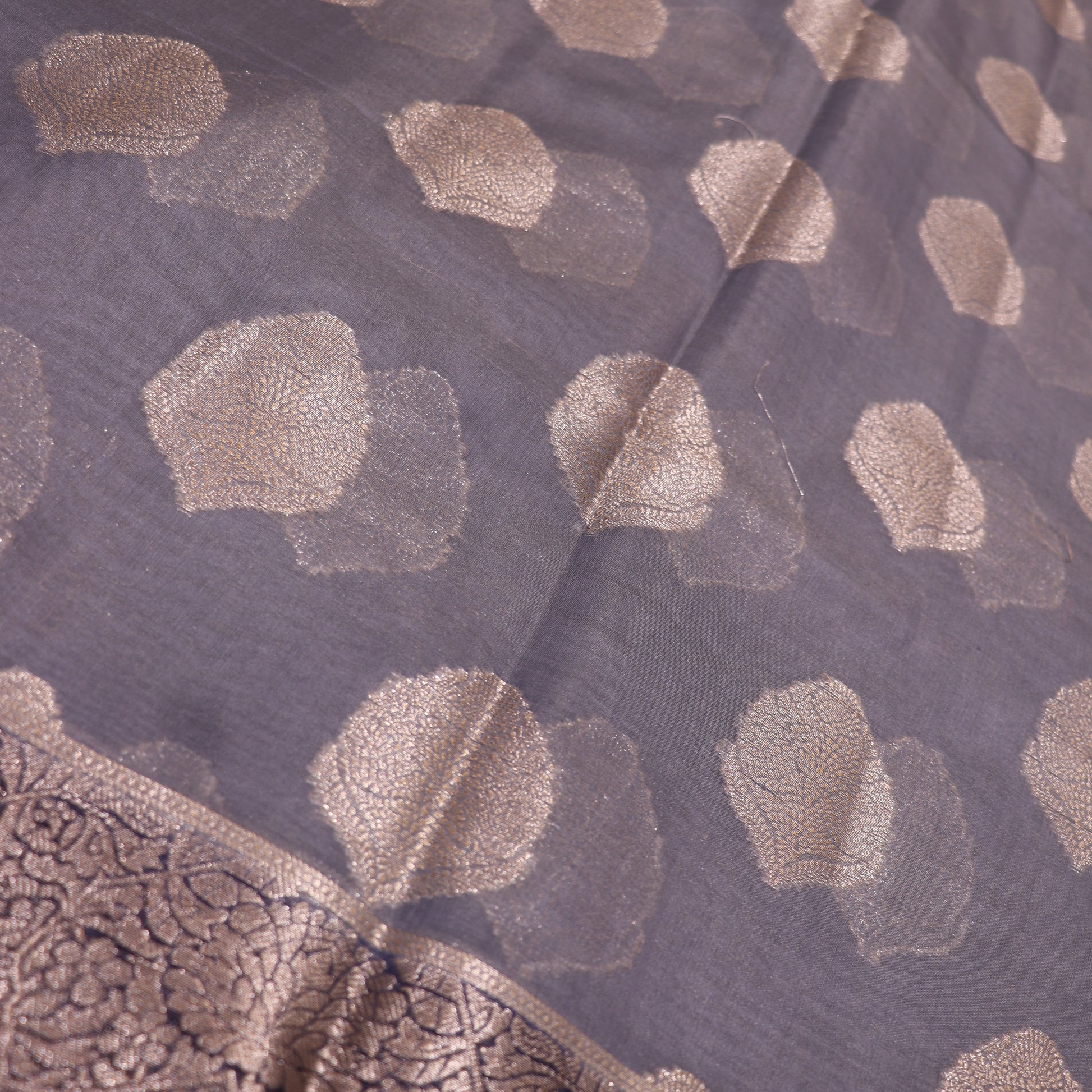 Fancy  Saree Grey  With Blue - Vaishali Silks