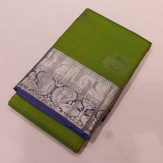 pure Silk Sare  Green With Blue Colour - Vaishali Silks