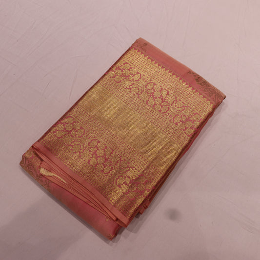 pure Silk Sare Peach Colour - Vaishali Silks