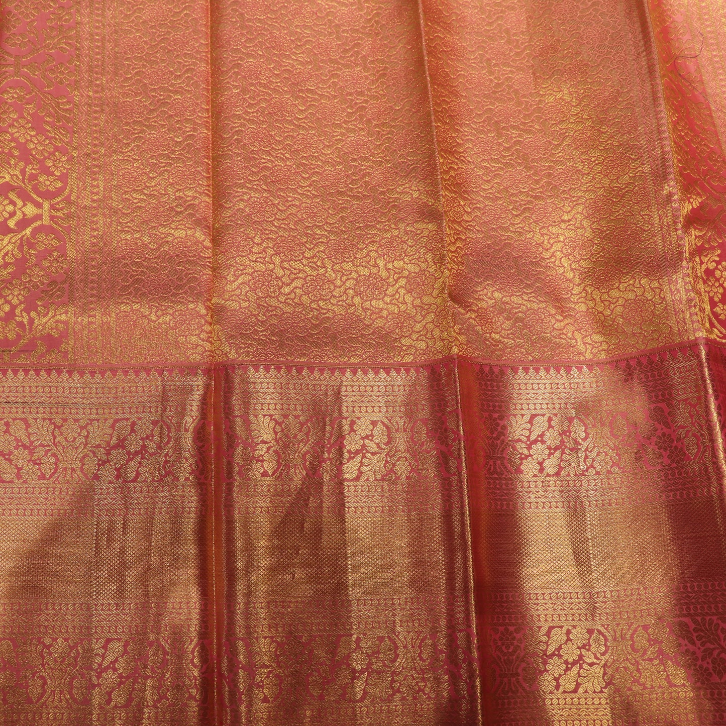 pure Silk Sare Peach Colour - Vaishali Silks
