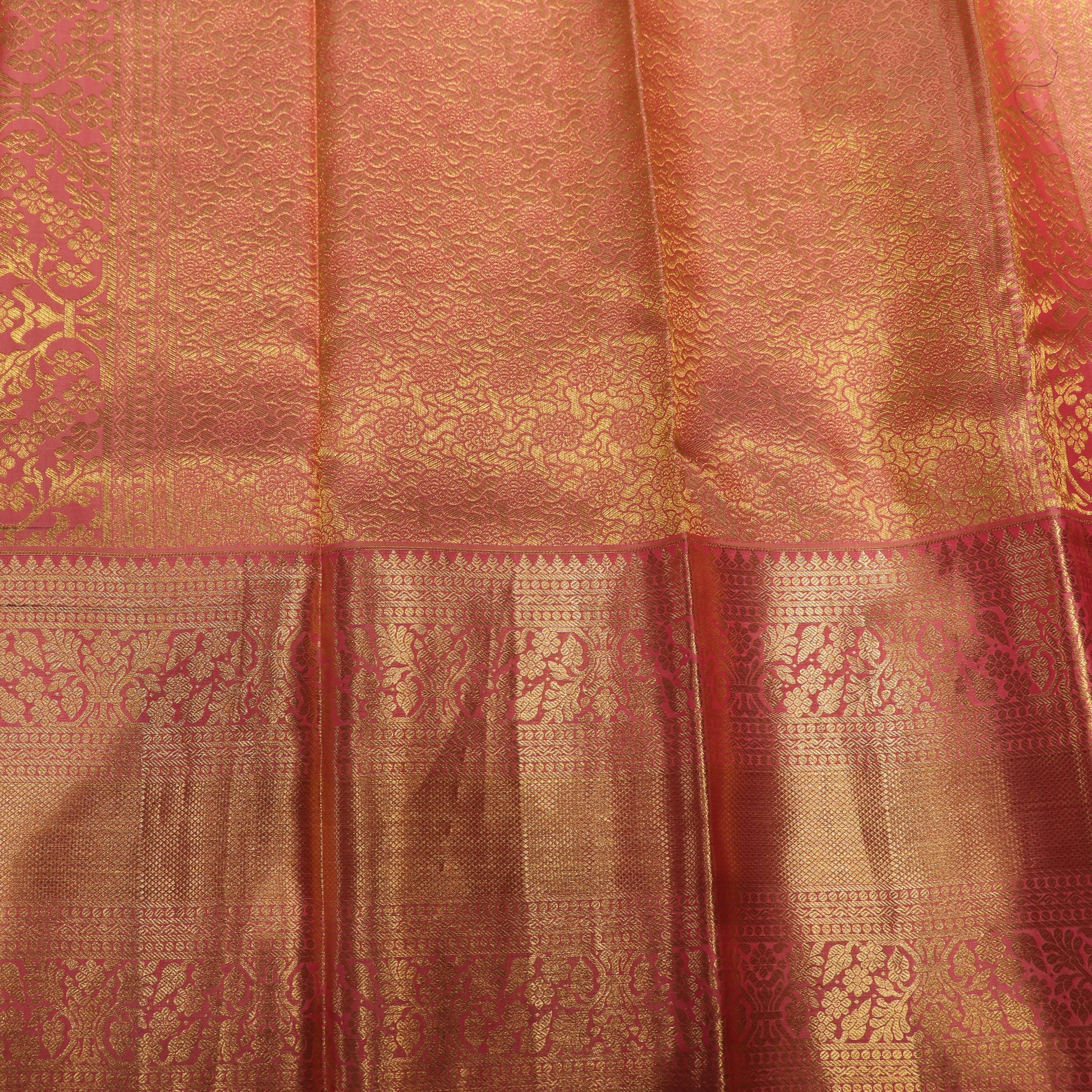 pure Silk Sare Peach Colour - Vaishali Silks