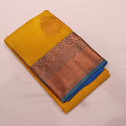 pure Silk Sare Yellow With Blue Colour - Vaishali Silks