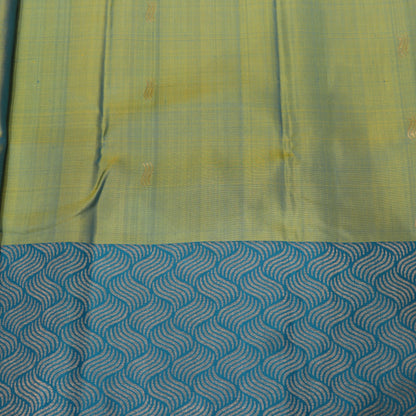 pure Silk Saree Green  with Blue Colour - Vaishali Silks
