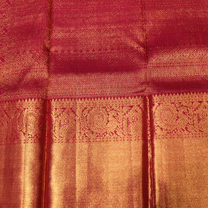 pure Silk Saree  Parrot Green with Red Colour - Vaishali Silks