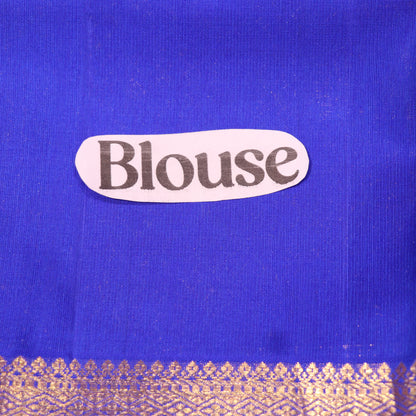 pure Silk Saree Yellow with Blue Colour - Vaishali Silks