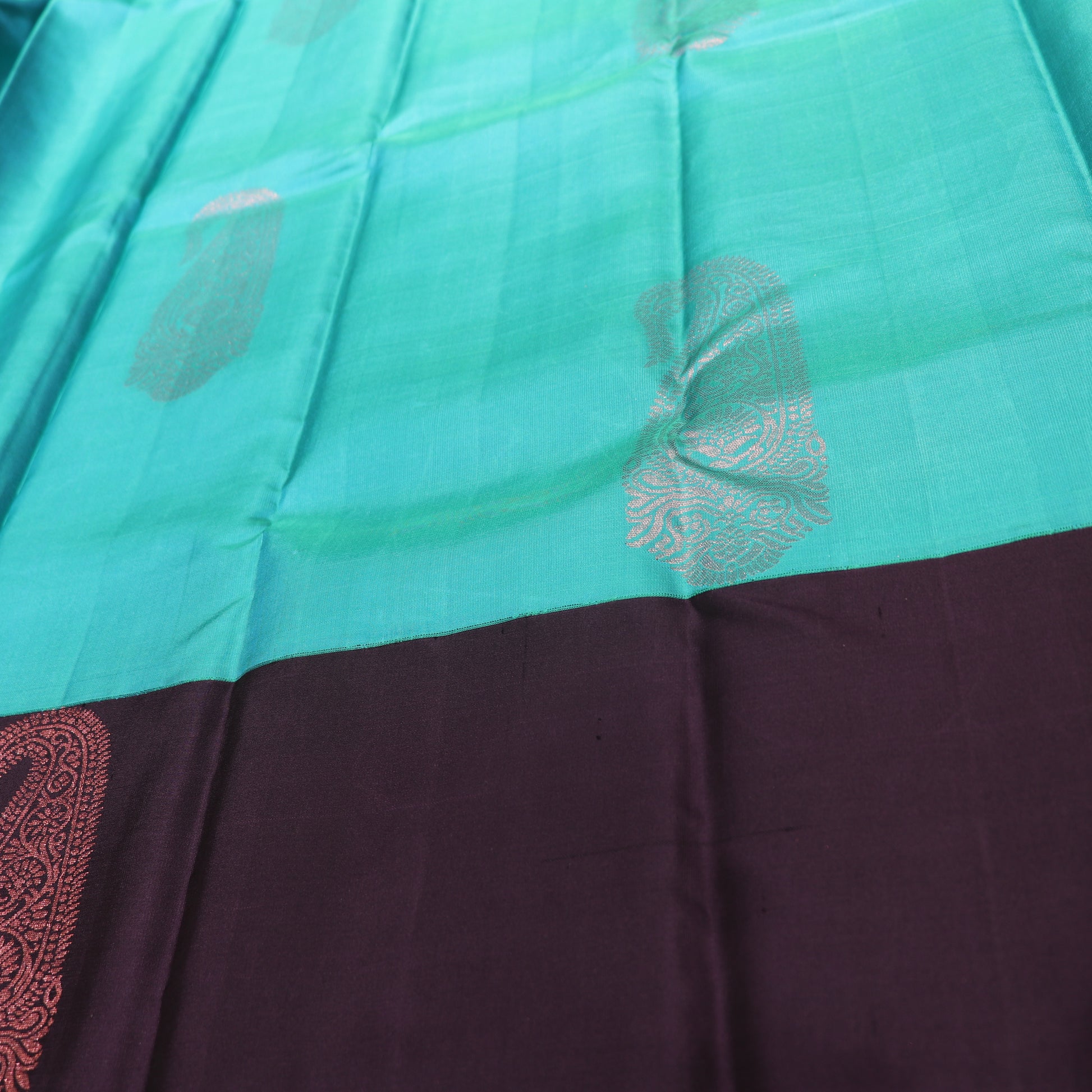 Pure Silk Saree Blue With Double Shade Purple Colour - Vaishali Silks
