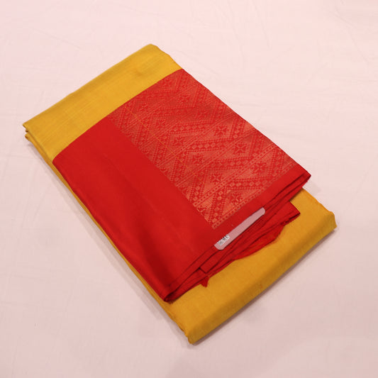 Pure Silk Saree Yellow with Red - Vaishali Silks