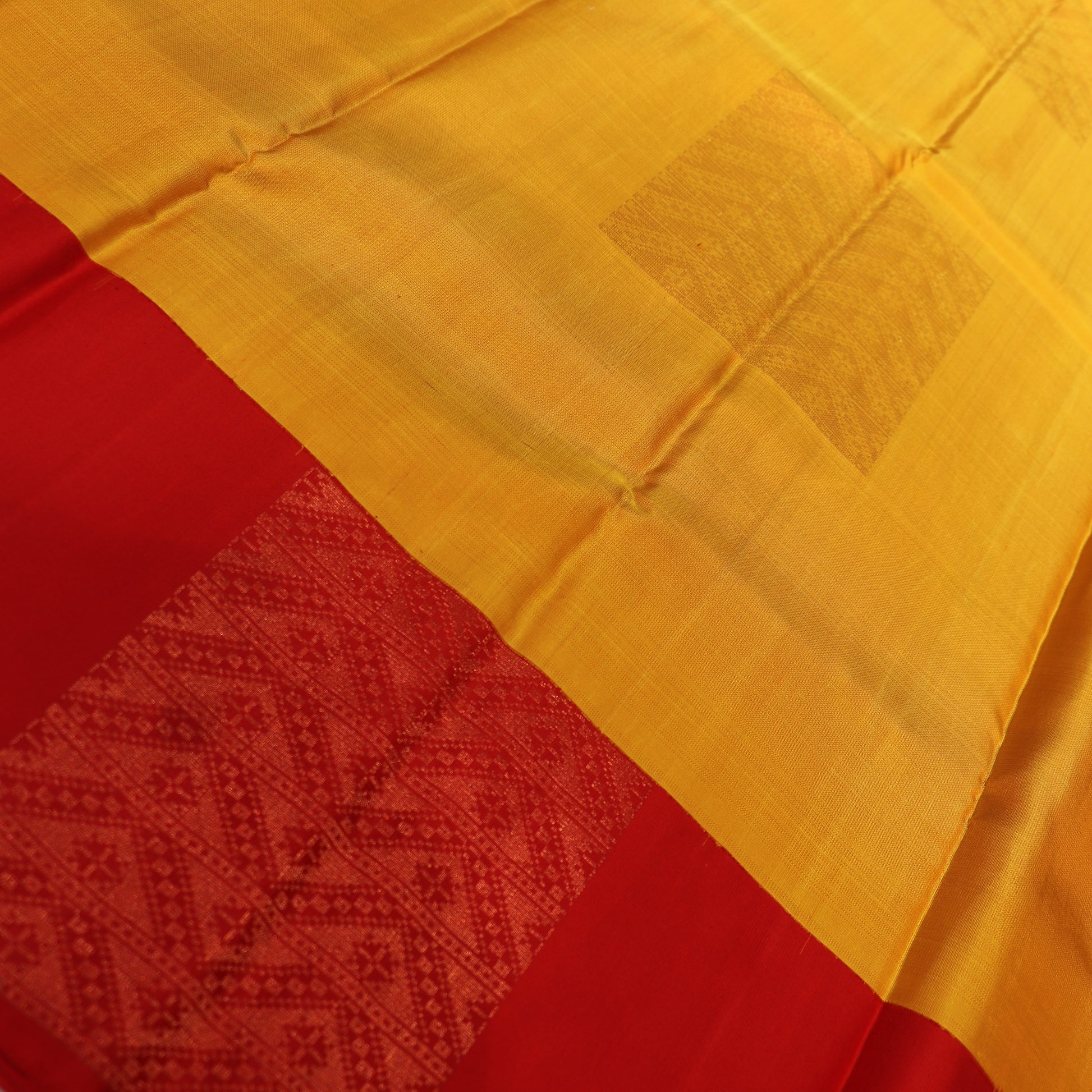 Pure Silk Saree Yellow with Red - Vaishali Silks