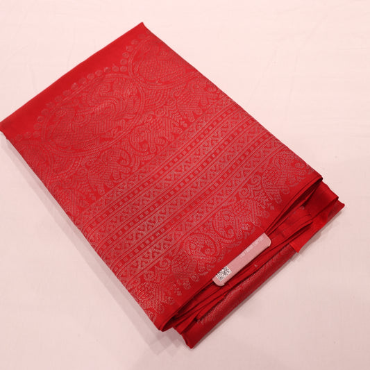 Pure Silk Saree Self Colour Red - Vaishali Silks