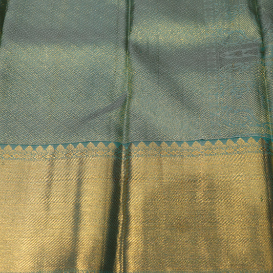 Pure Silk Saree  Blue with  Dark Purple - Vaishali Silks