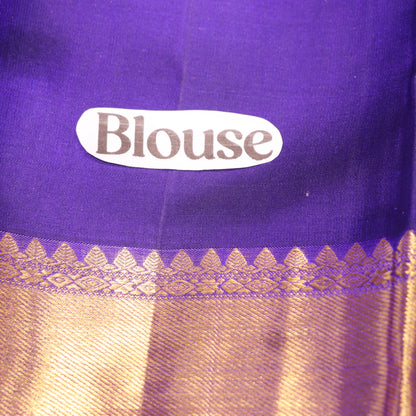 Pure Silk Saree  Blue with  Dark Purple - Vaishali Silks