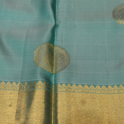 Pure Silk Saree  Blue with  Dark Purple - Vaishali Silks