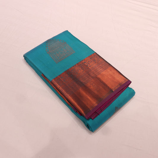 Pure Silk Saree Blue with Pink Colour - Vaishali Silks