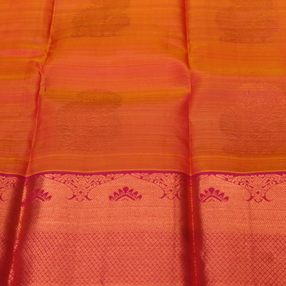 Pure Silk Saree Orange  with  Red Colour - Vaishali Silks