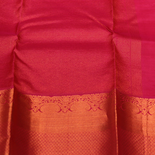 Pure Silk Saree Orange  with  Red Colour - Vaishali Silks