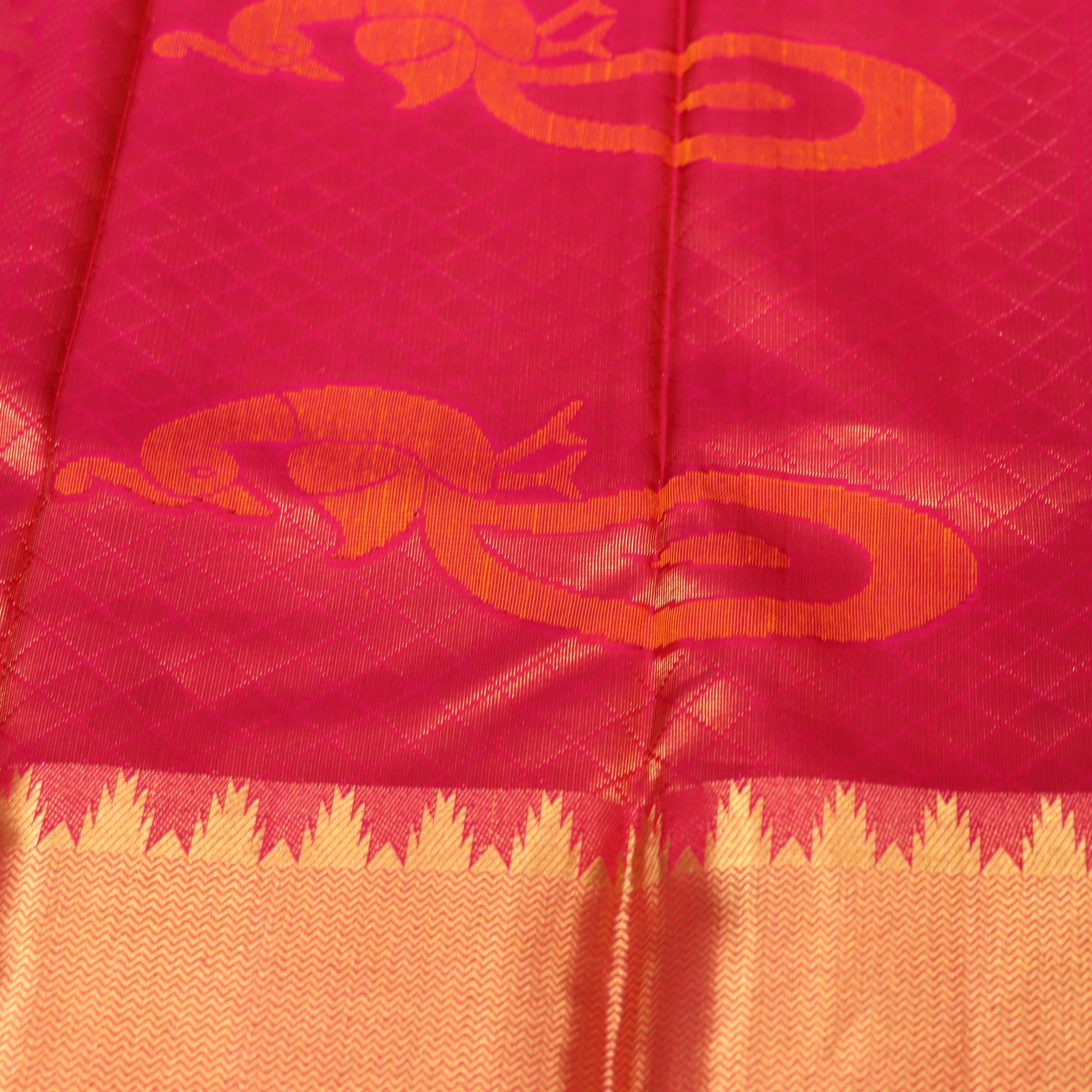 Pure Silk Saree Yellow with Red  Colour - Vaishali Silks