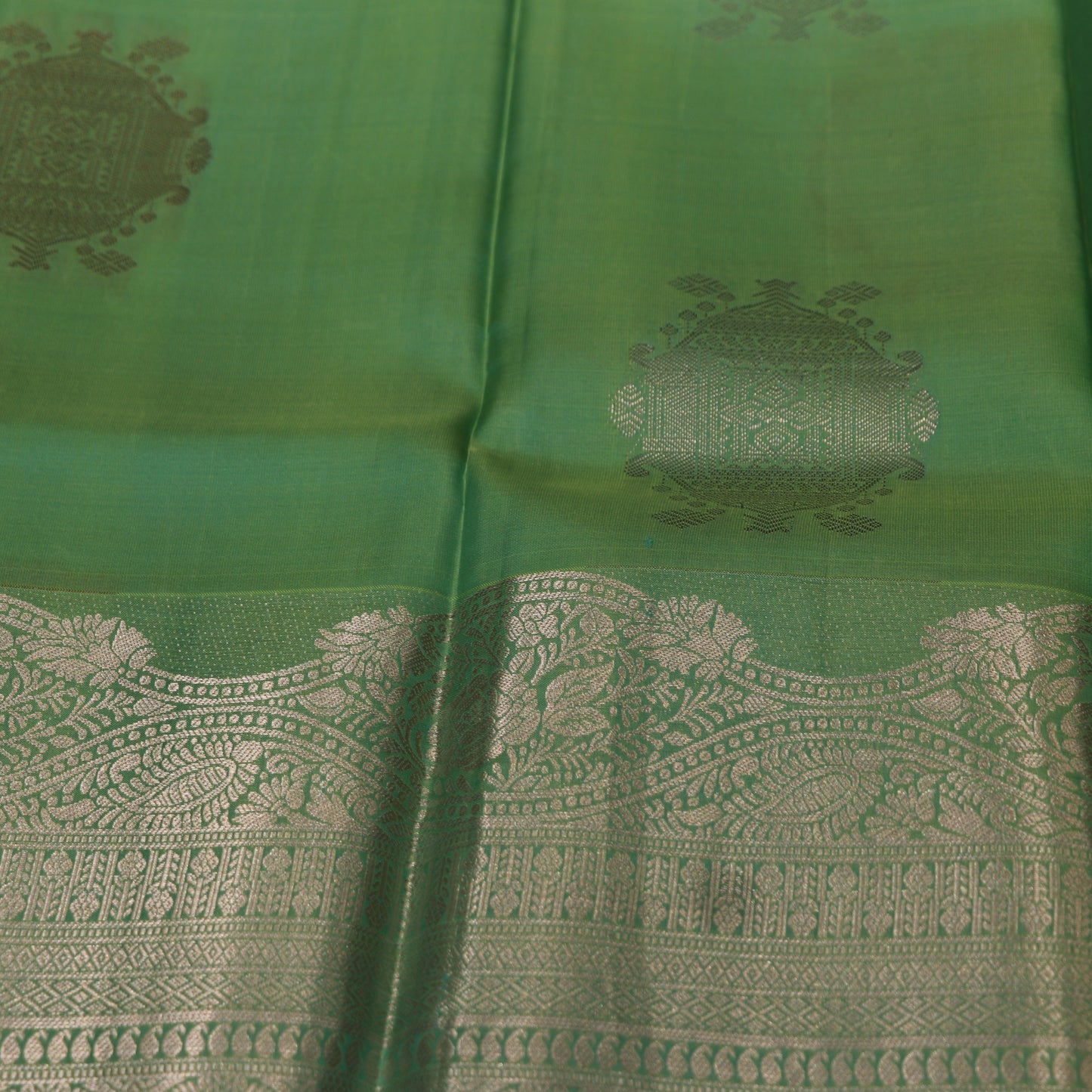 Pure Silk Saree Self Green Colour - Vaishali Silks