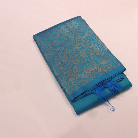 Pure Silk Saree Blue With Dark Blue Colour - Vaishali Silks