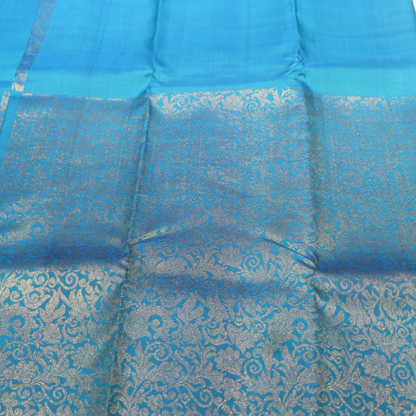 Pure Silk Saree Blue With Dark Blue Colour - Vaishali Silks