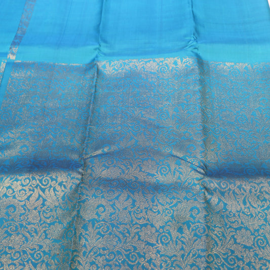 Pure Silk Saree Blue With Dark Blue Colour - Vaishali Silks