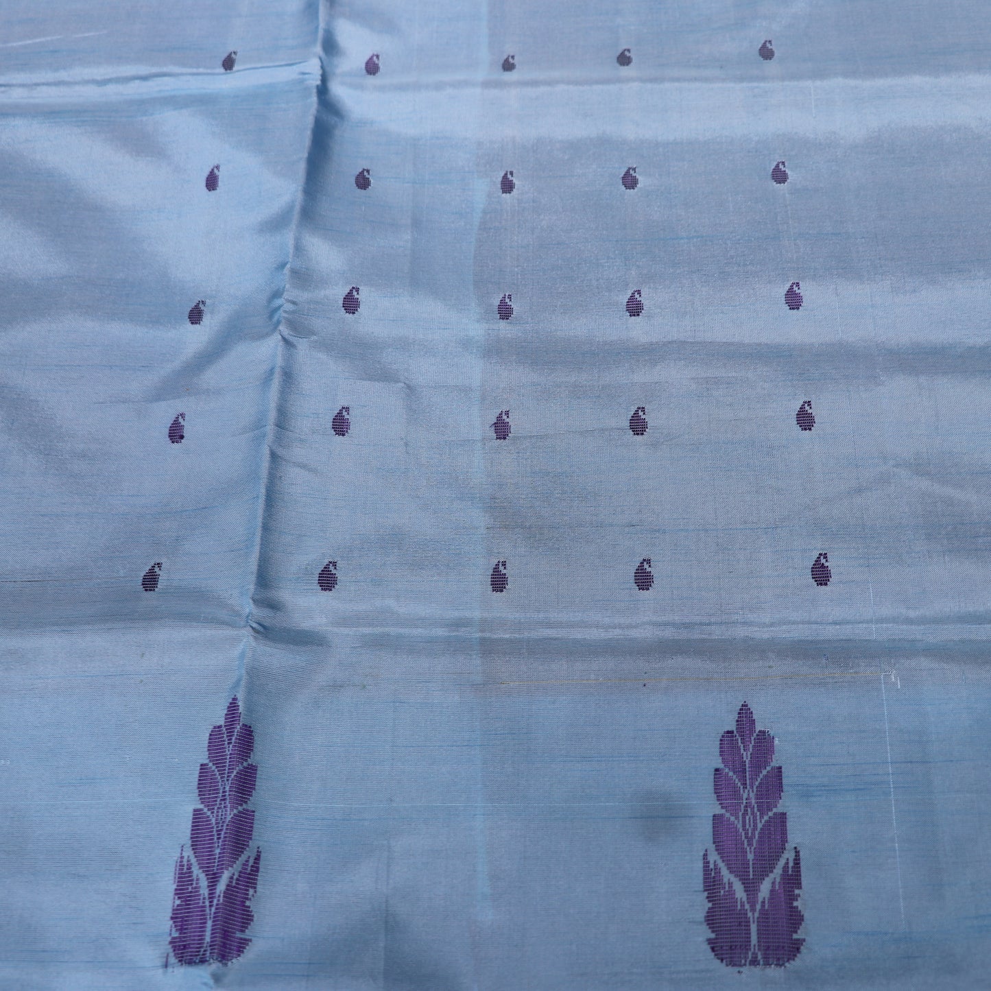 Banana Silk  Saree  (WITHOUT  BLOUSE)  Blue  With Violet - Vaishali Silks