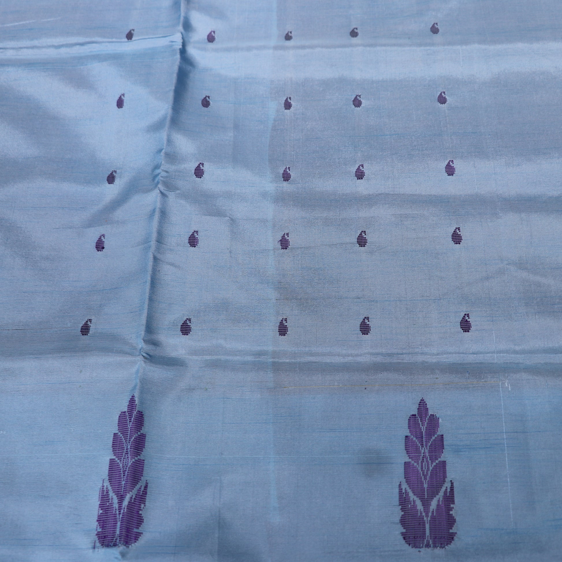 Banana Silk  Saree  (WITHOUT  BLOUSE)  Blue  With Violet - Vaishali Silks