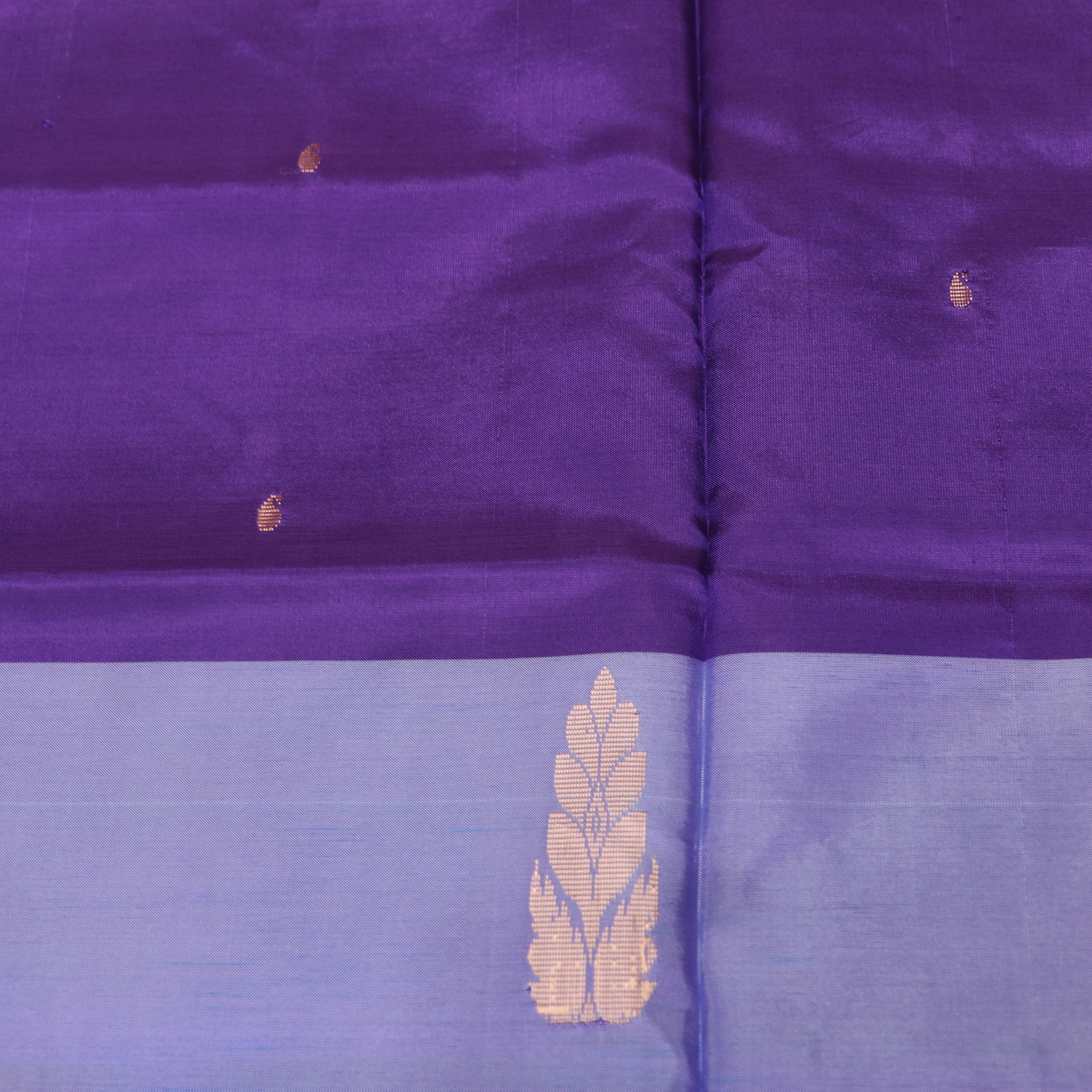 Banana Silk  Saree  (WITHOUT  BLOUSE)  Blue  With Violet - Vaishali Silks
