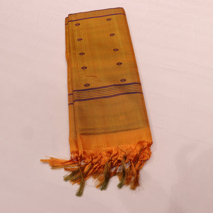 Banana Silk  Saree  blue with Yellow - Vaishali Silks