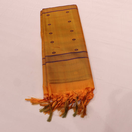Banana Silk  Saree  blue with Yellow - Vaishali Silks