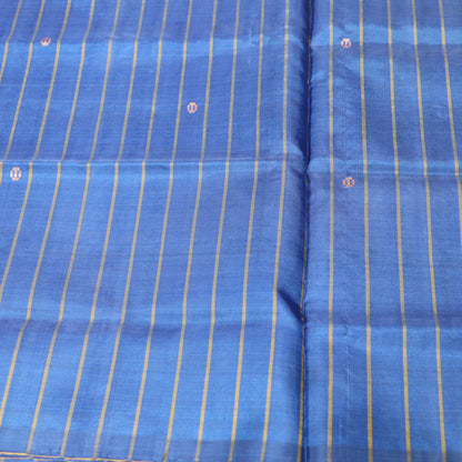 Banana Silk  Saree  blue with Yellow - Vaishali Silks