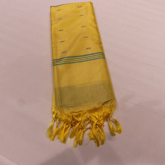Banana Silk  Saree Yellow With Violet - Vaishali Silks