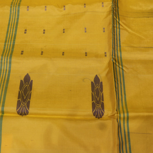 Banana Silk  Saree Yellow With Violet - Vaishali Silks