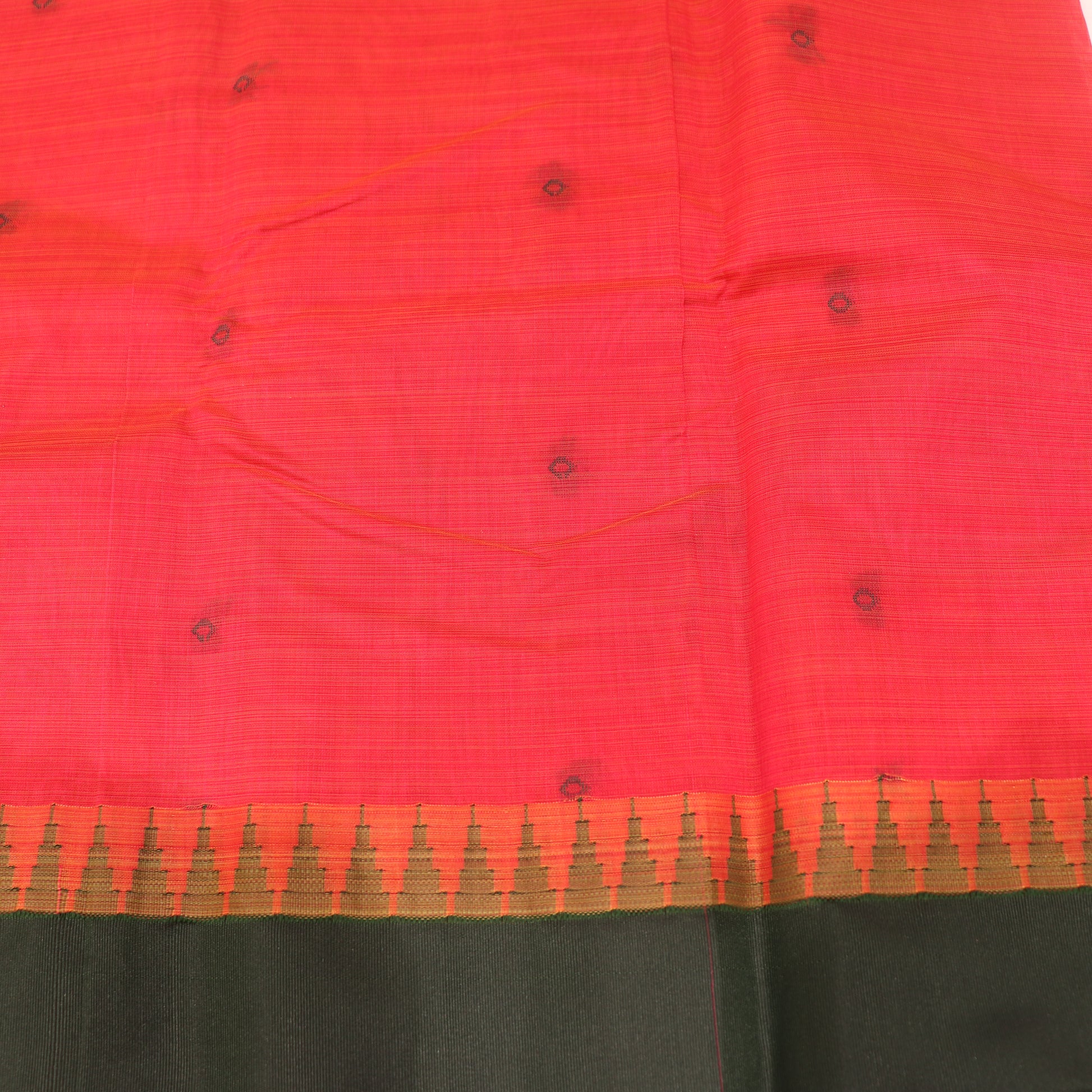 Silk Cotton Saree Pink  With Green - Vaishali Silks