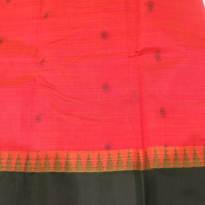 Silk Cotton Saree Pink  With Green - Vaishali Silks