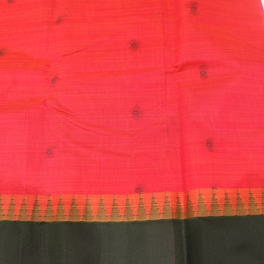 Silk Cotton Saree Pink  With Green - Vaishali Silks
