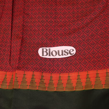 Silk Cotton Saree Pink  With Green - Vaishali Silks