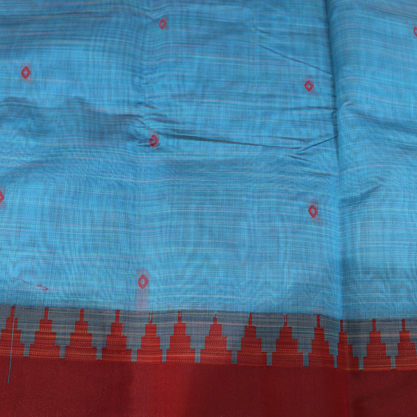 Silk Cotton Saree  Blue  With Mearon - Vaishali Silks