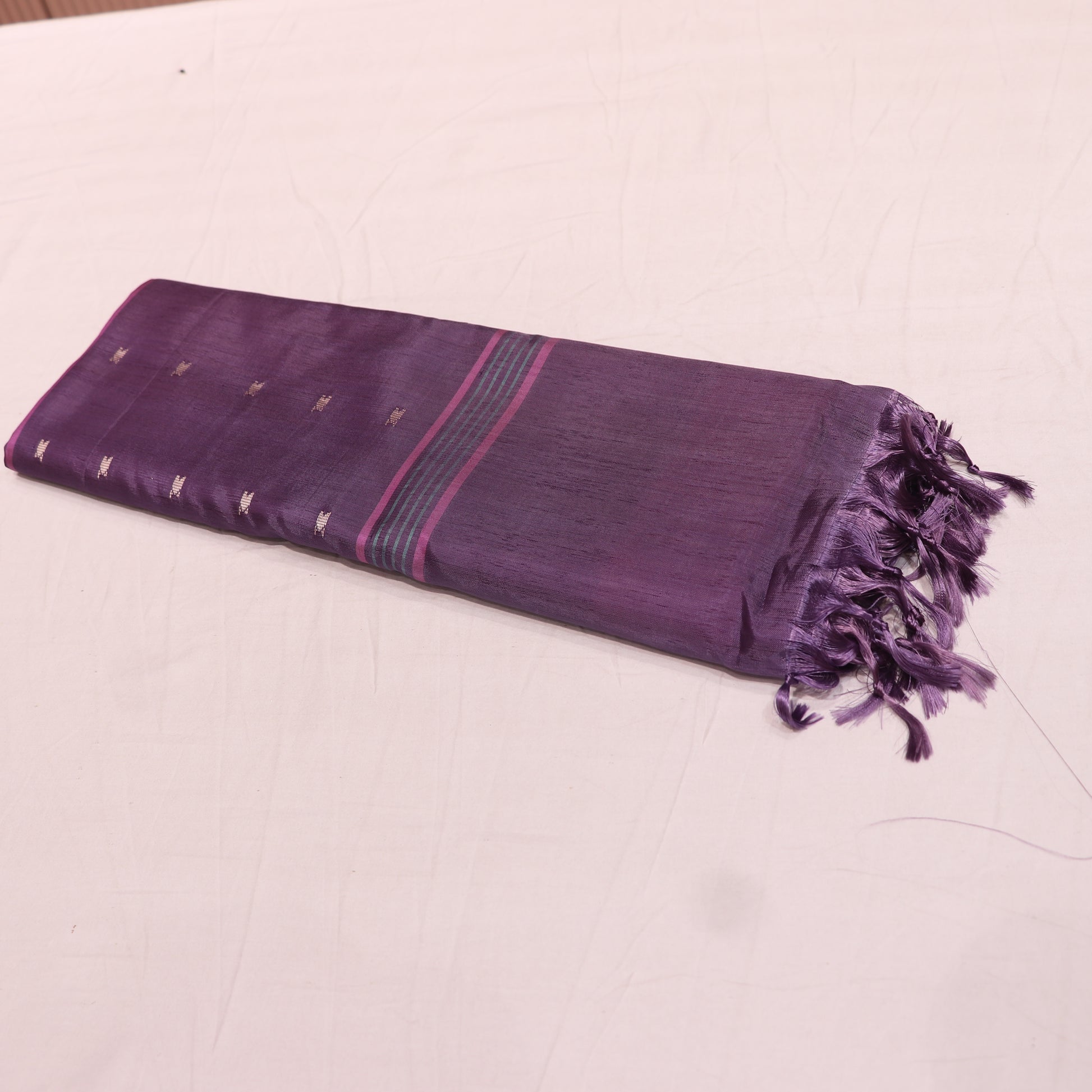 Banana Silk  Saree Pink with  Purple Colour - Vaishali Silks