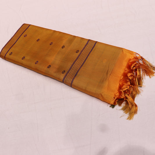 Banana Silk  Saree Blue  With  Yellow - Vaishali Silks