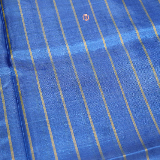 Banana Silk  Saree Blue  With  Yellow - Vaishali Silks